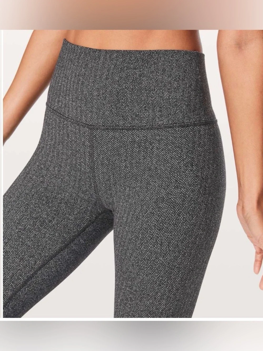 Lululemon Wunder Under High Rise Leggings 25” ~ 6 ~ Herringbone Heathered Black